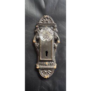 Retro Door Knob Wall Hanging Set Black & Clear Glass Ornate Decorative Plate